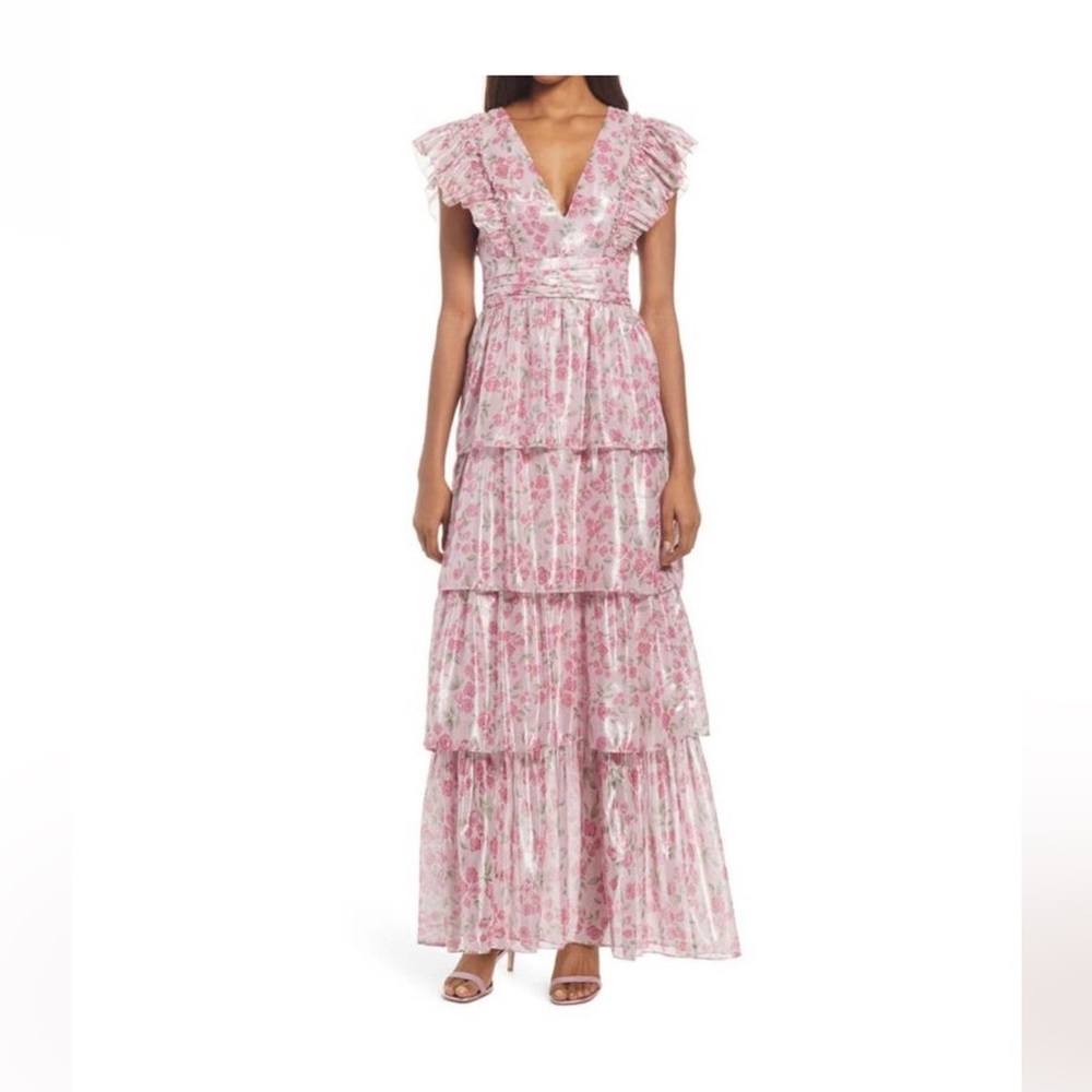 saylor stefania floral tiered maxi dress